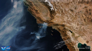 NOAA-20 VIIRS First Light Image Captures One of the Largest Wildfires in California History (Image generated by the NOAA Visualization Lab and NESDIS/STAR)